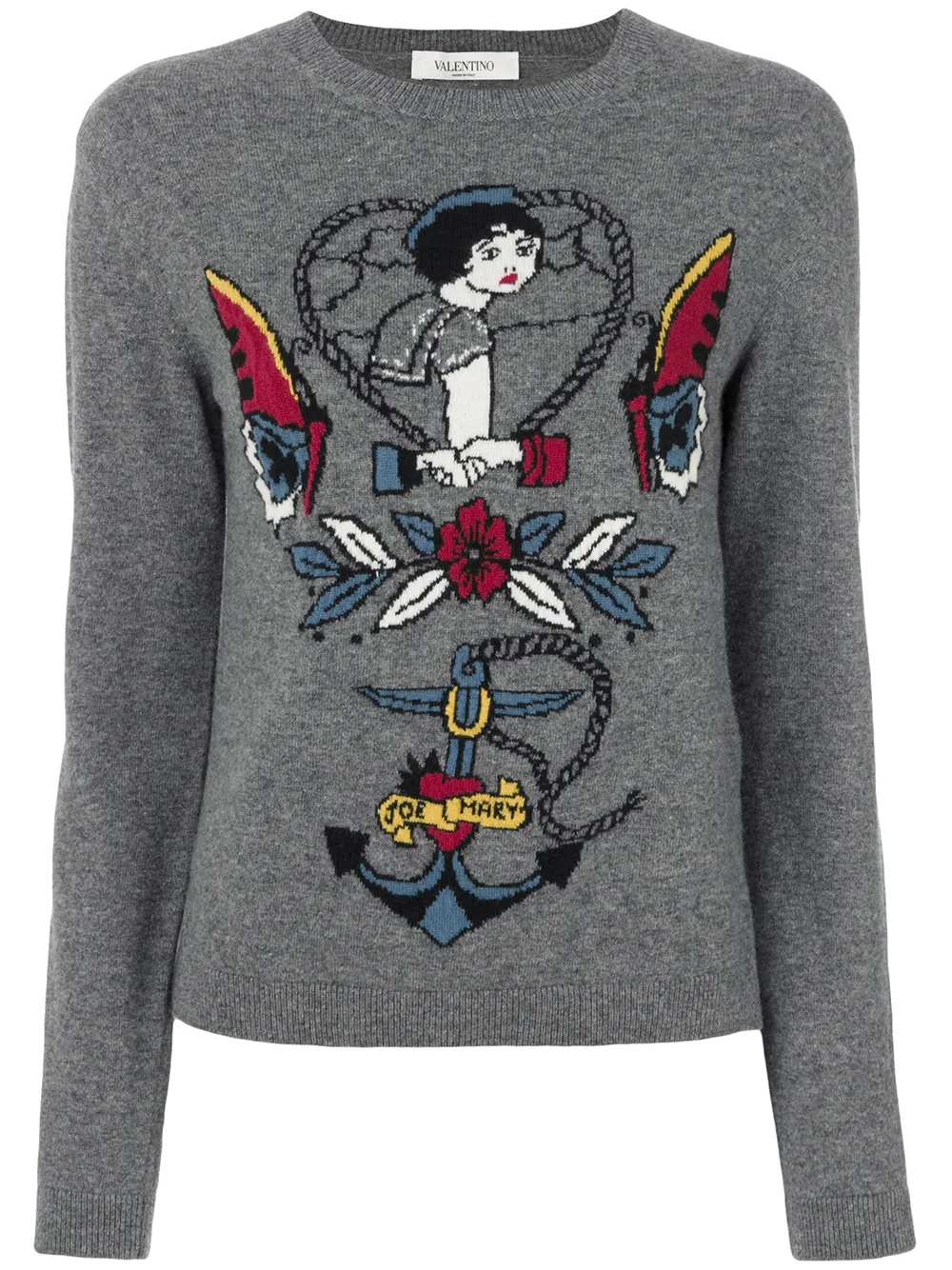Valentino джемпер с рисунком-татуировкой в технике интарсия 68764₽