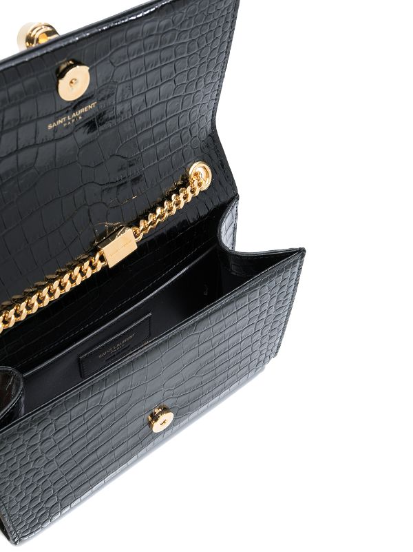 Saint Laurent Small Kate croc-effect Crossbody Bag - Farfetch