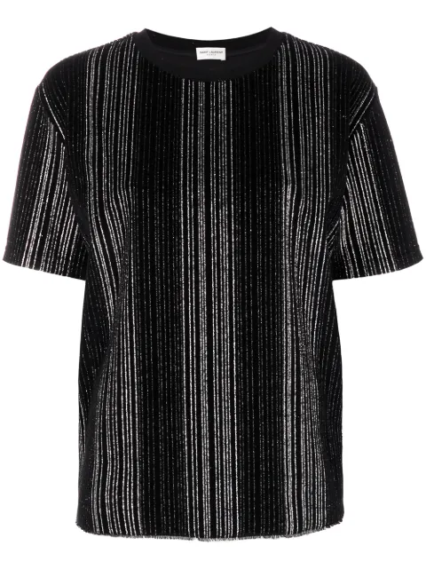 Saint Laurent playera a rayas metalizadas