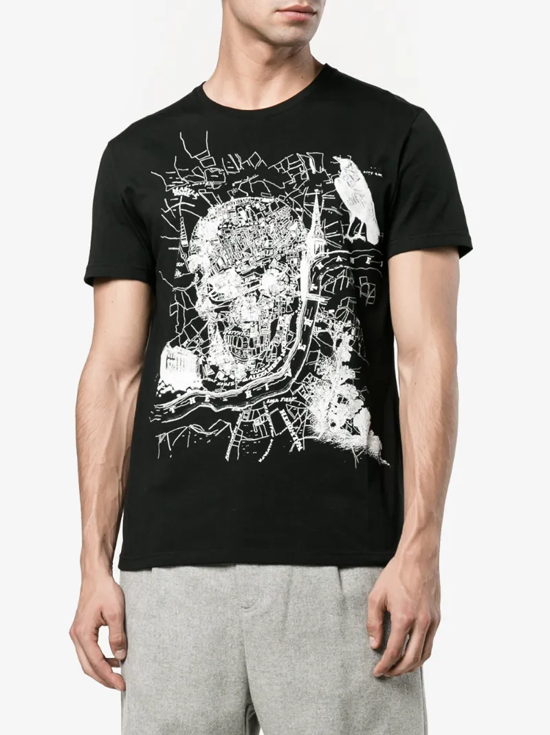 ALEXANDER MCQUEEN Black London Map Skull T Shirt in Nero | ModeSens