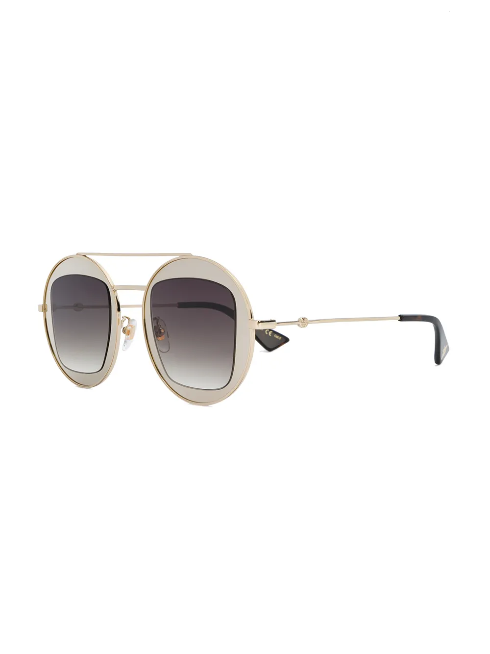 Gucci Eyewear zonnebril met metallic frame - Bruin