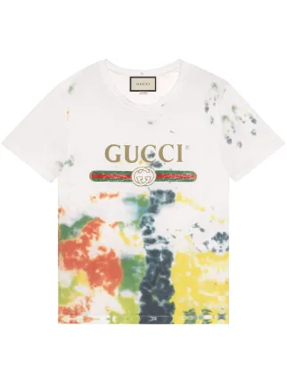 Gucci Cotton Tie-Dye T-Shirt with Gucci Print
