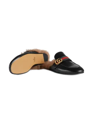 princetown leather slipper with double g