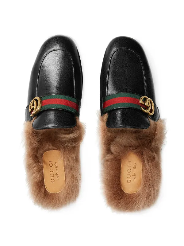 princetown leather slipper with double g