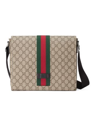 Gucci Gg Supreme Badge Messenger Bag in Brown for Men