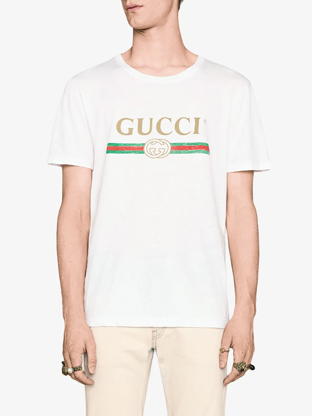 Gucci Logo Washed Print T-shirt Black Men's - US