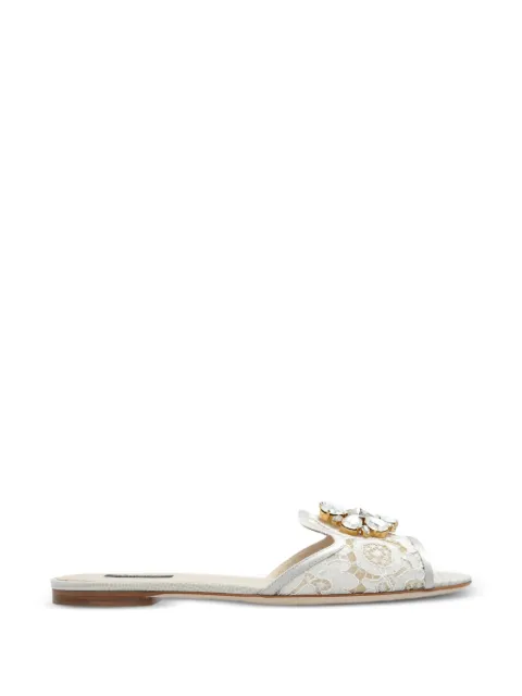 Dolce & Gabbana Bianca 彩虹蕾丝胸针细节凉鞋