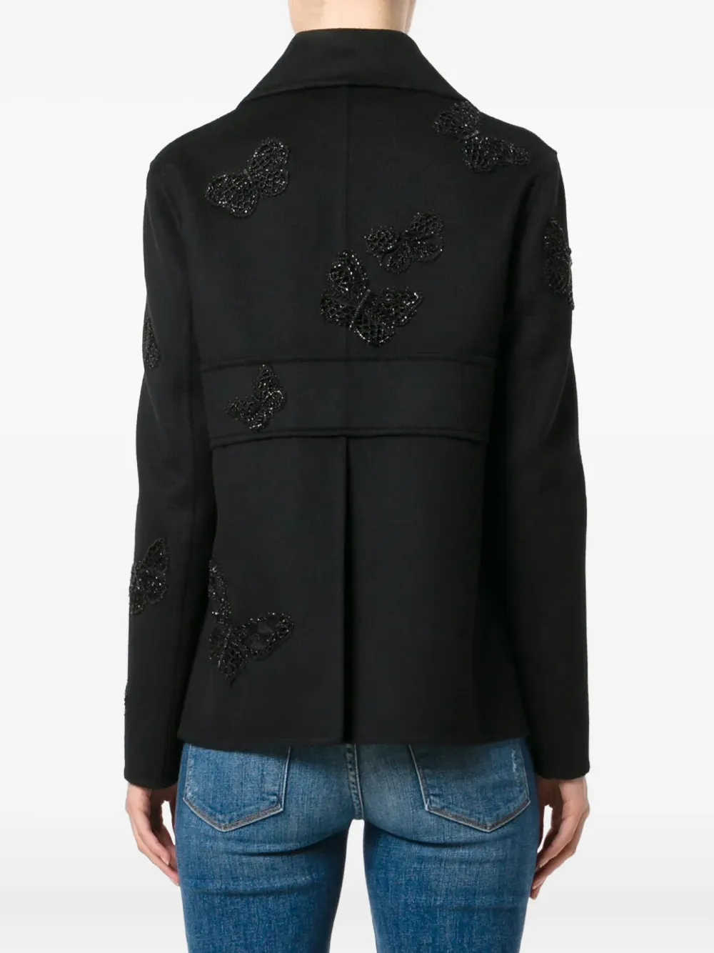 Valentino Garavani vlinder geborduurde peacoat Zwart