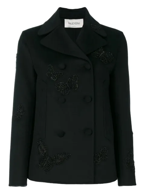Valentino Garavani butterfly-embroidered coat