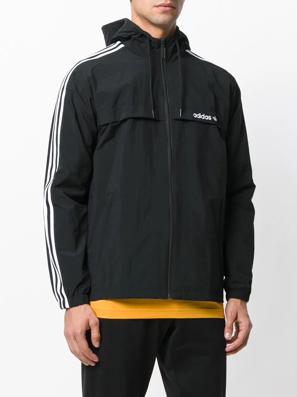adidas Originals three stripe windbreaker jacket Zwart