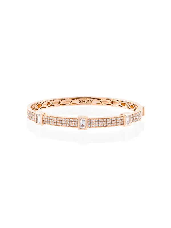 Shay Baguette Diamond Band Bracelet in Metallic