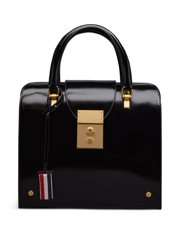 Thom Browne Calf Leather Mrs. Thom Junior Bag in Black