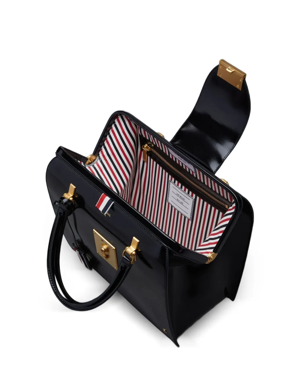 Thom Browne Calf Leather Mrs. Thom Junior Bag in Black, view 4