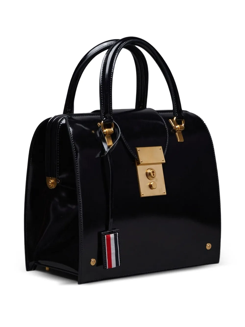 Thom Browne Calf Leather Mrs. Thom Junior Bag in Black, view 3