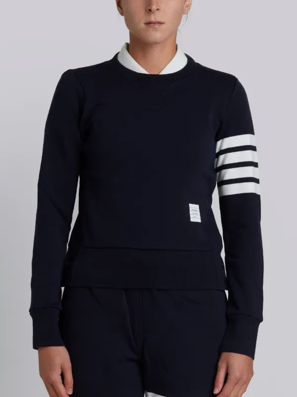 Womens Pullover Sweatshirt With Engineered 4-Bar Stripe