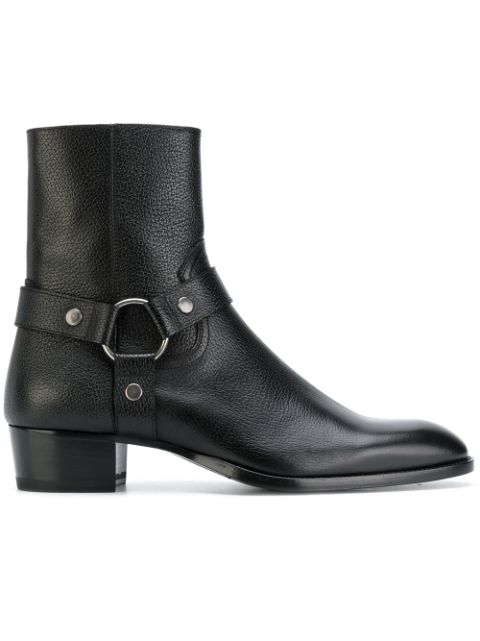 Saint Laurent Wyatt 40 Harness Boots - Black | ModeSens