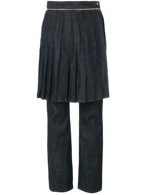 Jean Paul Gaultier Pre-Owned denim trousers with overlayed skirt