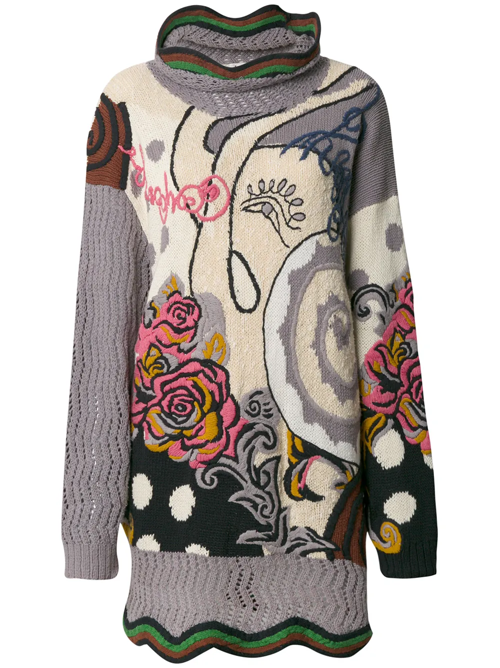 

Kansai Yamamoto Pre-Owned suéter tejido con bordado floral 1990 - Multicolor