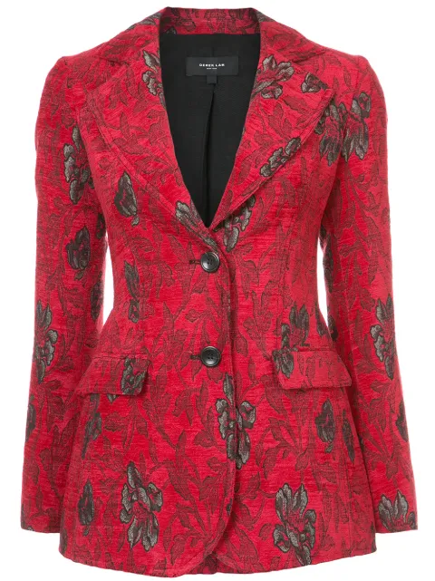 Click to view more detailed imagery on our partner's website Derek Lam Velvet Floral Jacquard Blazer In Red