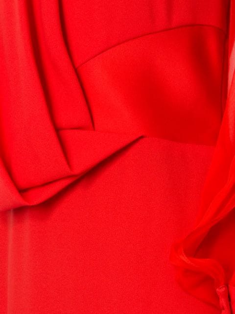 Lanvin Sheer Sleeve Pleated Detail Gown - Red | ModeSens