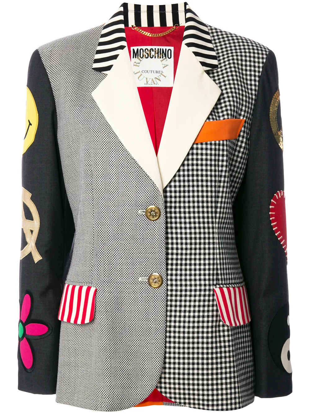 $1,451 Moschino Vintage Embroidered Multi Panel Jacket - Buy Online - Fast Delivery, Price, Photo