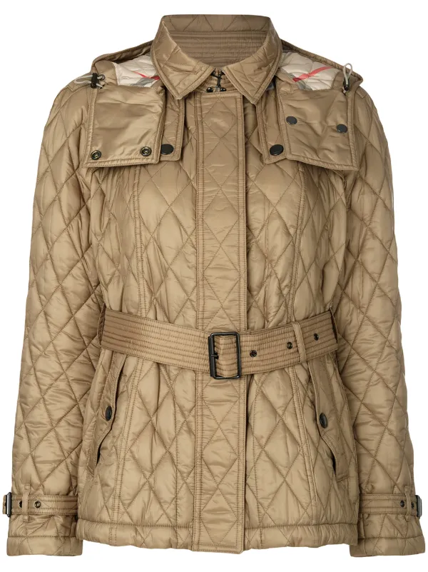 quilted trench jacket with detachable hood