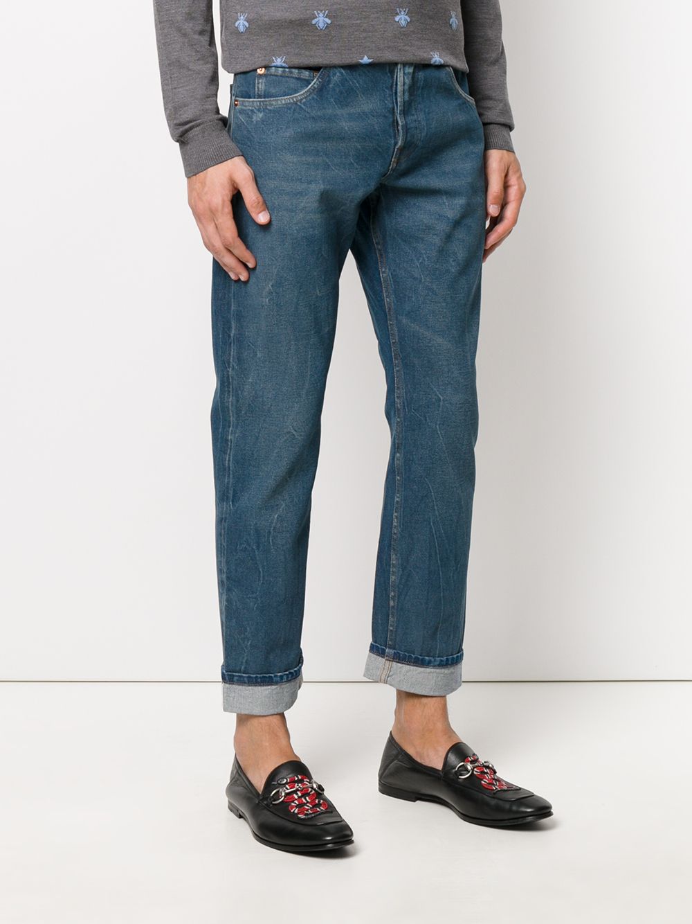 фото Gucci зауженные джинсы с вышивкой