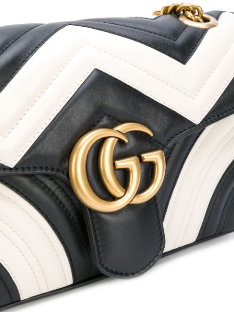 GUCCI Gg Marmont Small Quilted Shoulder Bag, Black/White | ModeSens