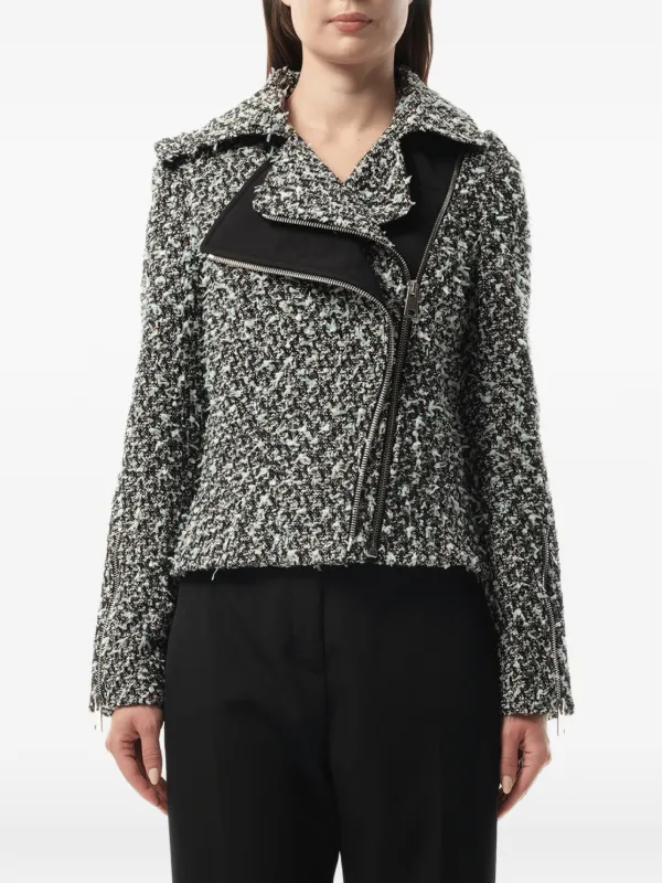 Lanvin Asymmetric-zip Tweed Jacket in Black