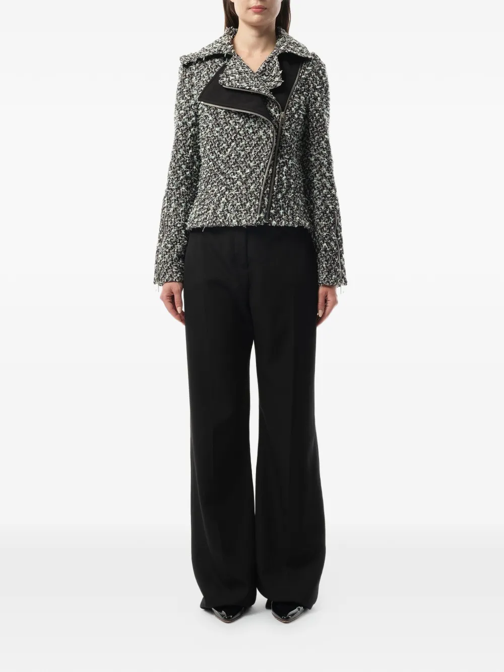  Lanvin Jacke Aus Tweed Mit Asymmetrischem Reißverschluss   Schwarz 