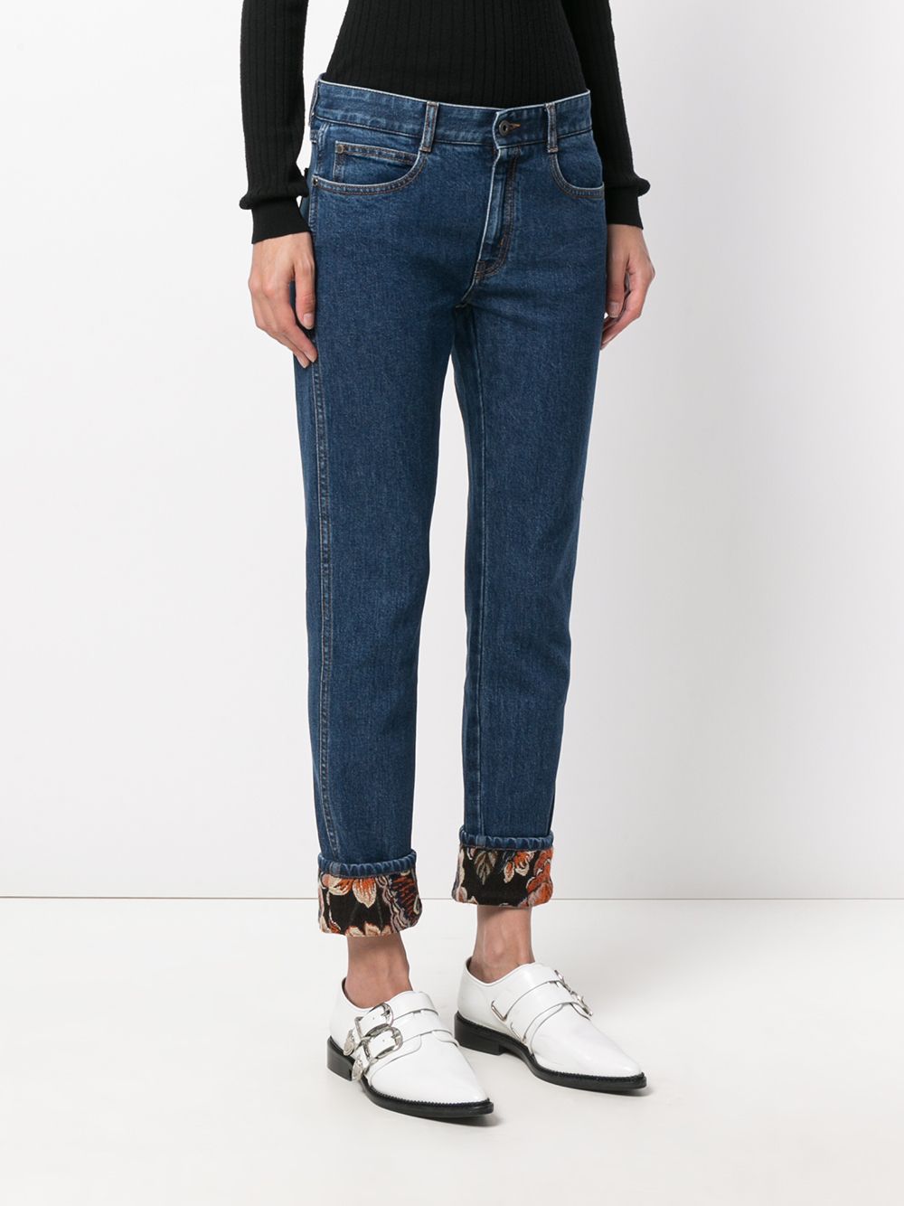 фото Stella McCartney джинсы с манжетами с цветочным принтом