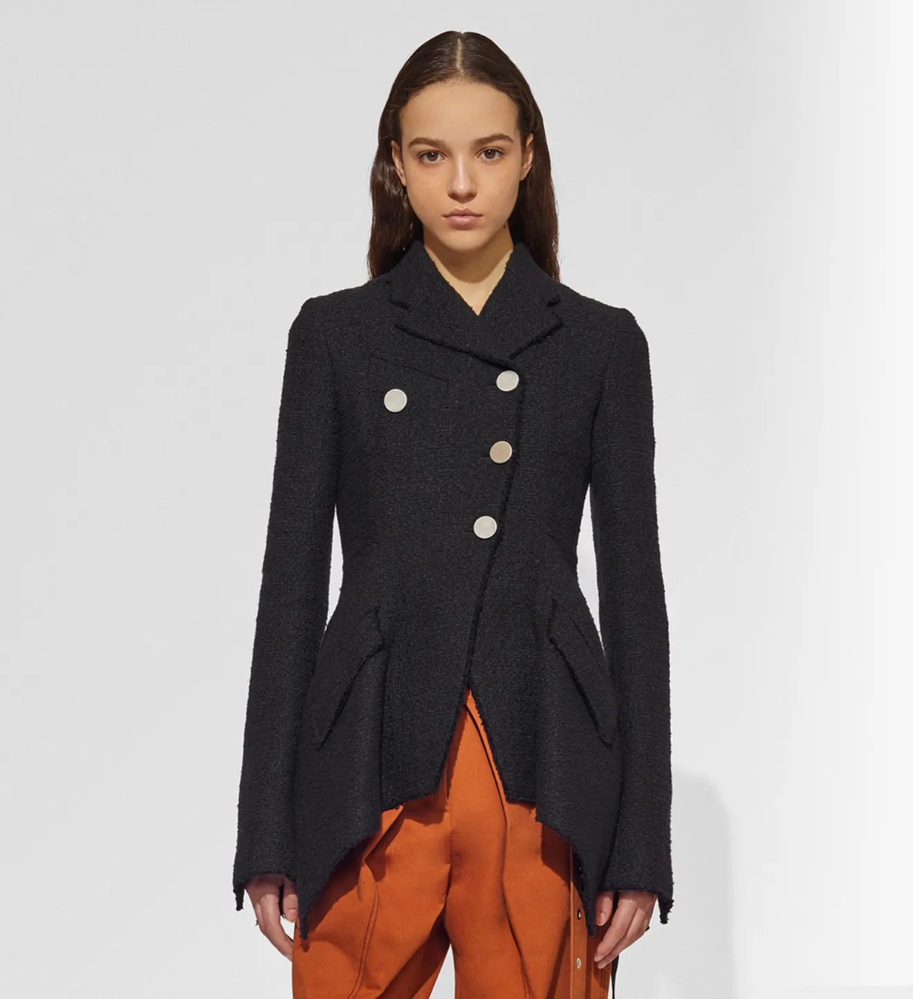 Asymmetrical Cotton Tweed Blazer in 