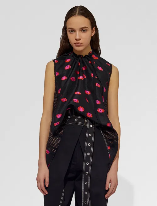 Tie-Back Printed Sleeveless Top