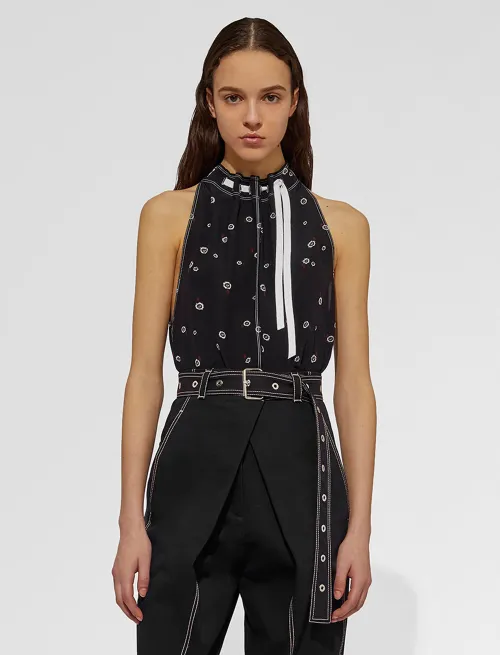 Silk Tie-Neck Top
