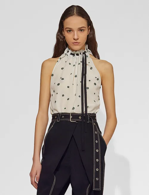 Silk Tie-Neck Top