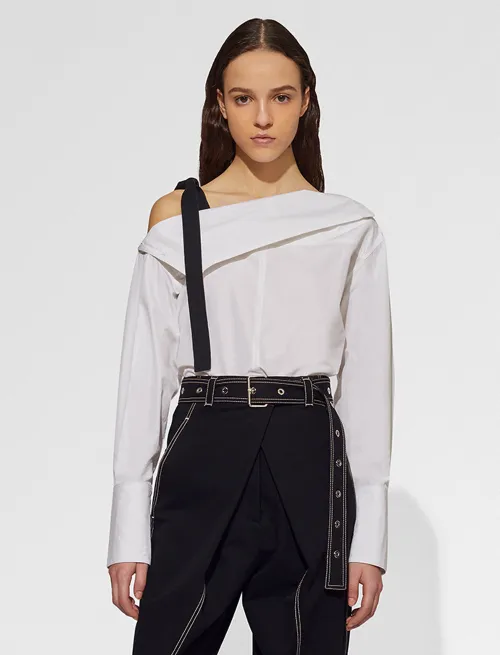 Poplin Shoulder-Tie Top