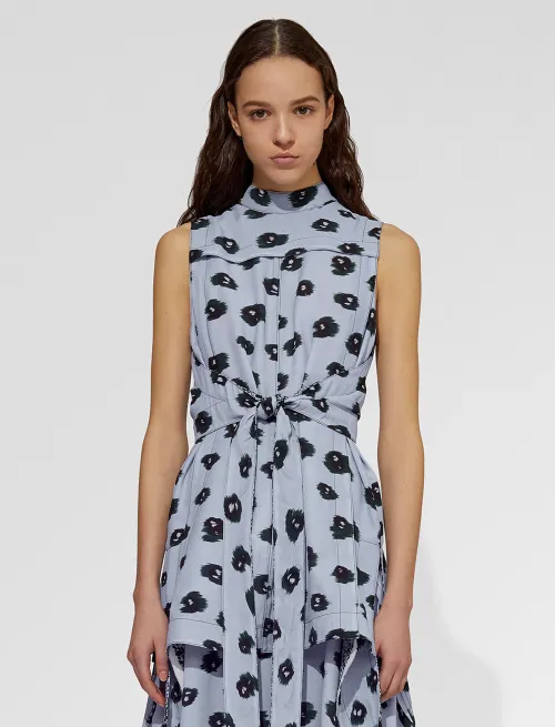 Tie-Front Printed Crepe Top