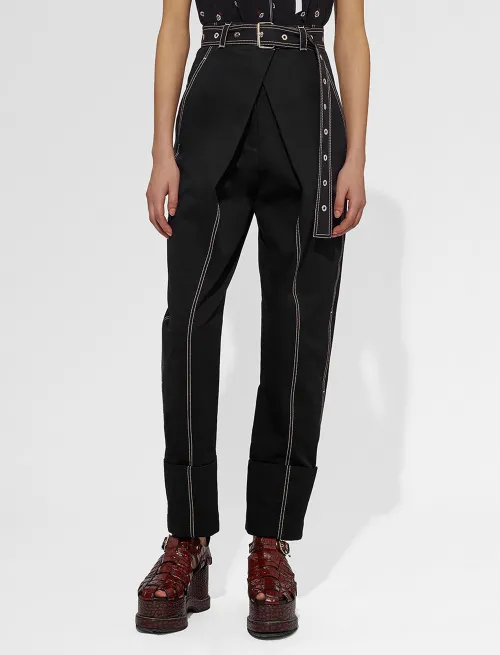 Belted Straight Pant with Cuff