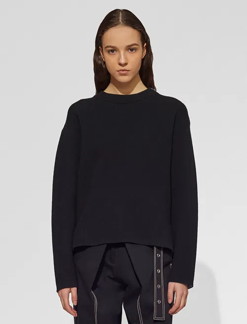 Cashmere Sweater with Zip Shoulder Detail