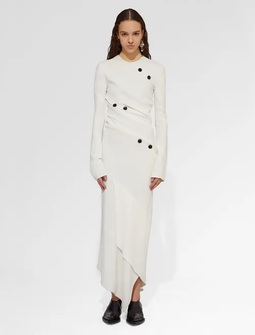 Long Spiral Dress with Button Detail