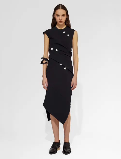 Short Spiral Dress with Button Detail