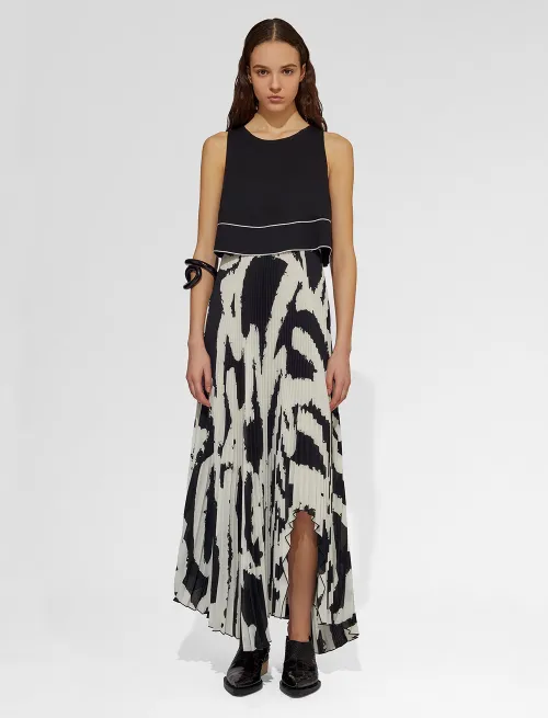 Graffiti Pleated Long Dress