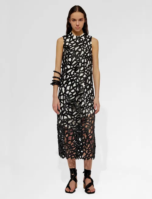 Lacquered Lace Sleeveless Dress