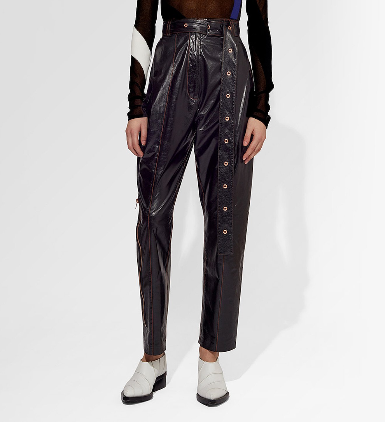 Leather Belted Straight Pant