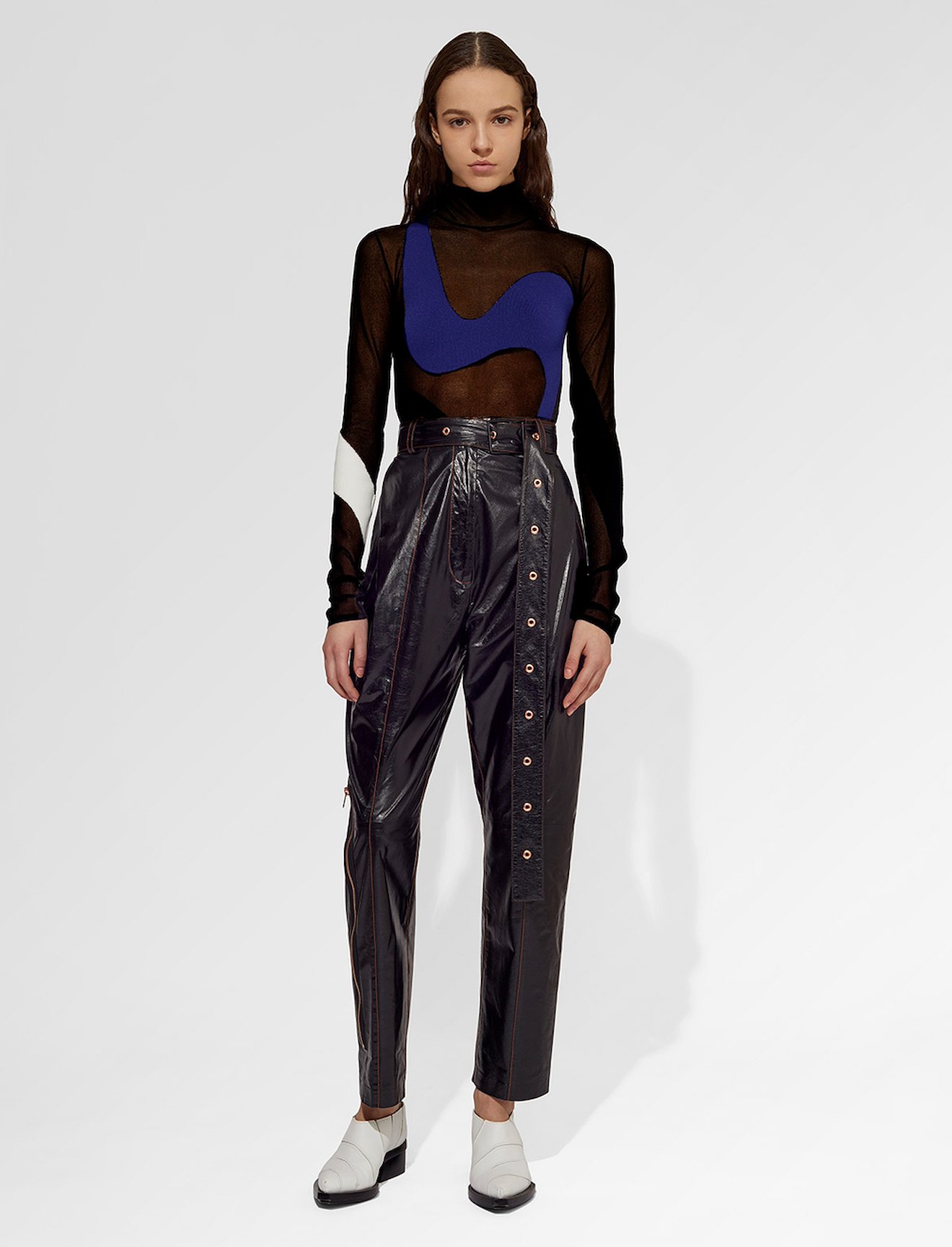 Leather Belted Straight Pant in black | Proenza Schouler