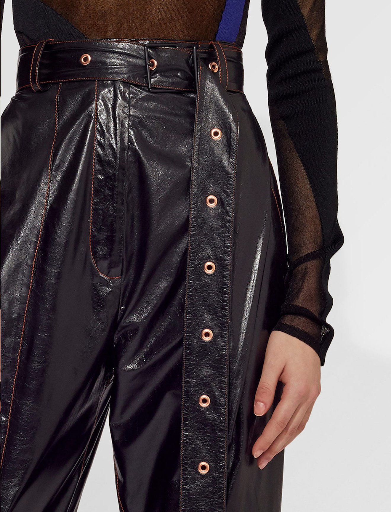Leather Belted Straight Pant #4