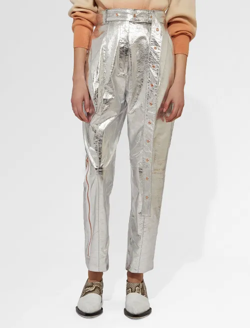 Leather Belted Straight Pant