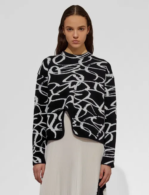 Zipped Back Brushstroke Sweater