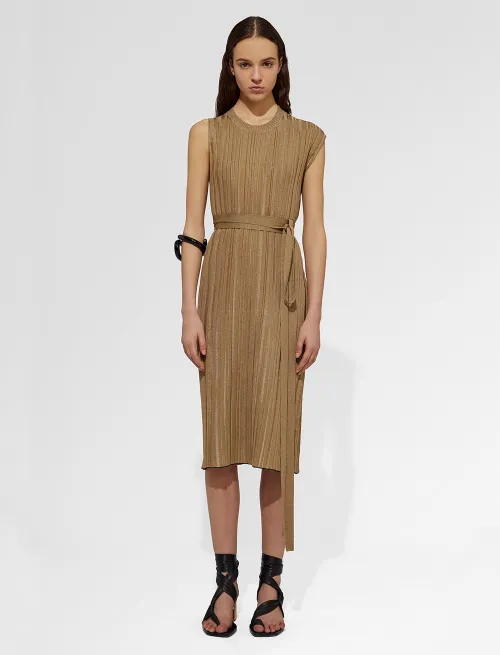 Metallic Pleated Knit Dress
