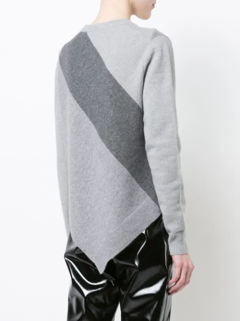 PROENZA SCHOULER Asymmetric Paneled Wool And Cashmere-Blend Sweater, Gray | ModeSens